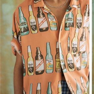 BDG Orange Bottle Print Casual Shirt. Urban Outfitters NWT